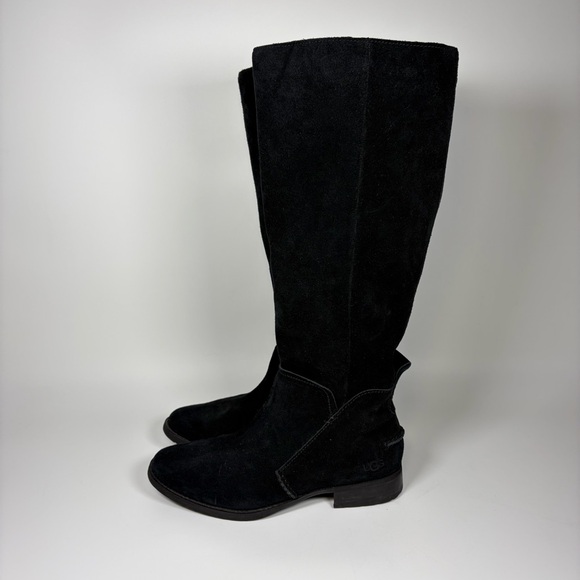 UGG Australia Leigh Riding Boots Knee High Tall Suede Black Women's 6 Zipper - Picture 2 of 13